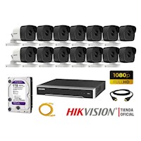 Camara Seguridad Ip Poe 1080P Exterior Kit 14 Hikvision Disco 1Tb Wd P